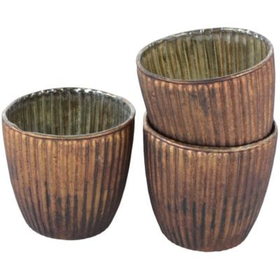 Ribbed Beaker Votive Large Old Gold 9x8cm