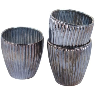 Ribbed Beaker Votive Small Antique Silver 7x7cm