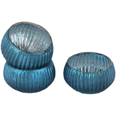 Ribbed Mini T Light Holder Matt Teal