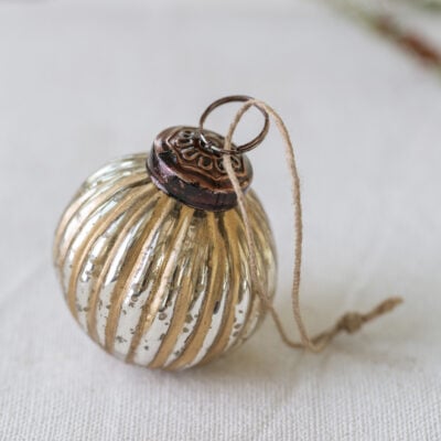 Mini Ribbed Ball Decoration Antique Silver Gold