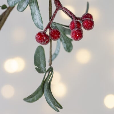Iced Red Berry Garland with Frosted Leaves