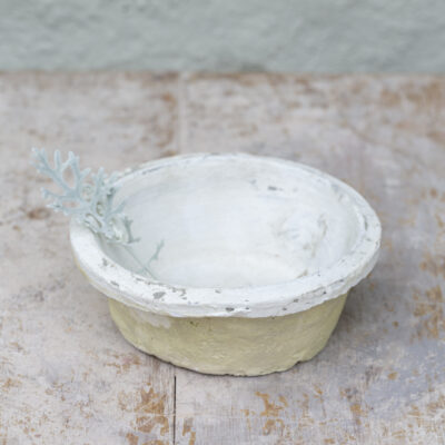 Antiqued Whitestone Dish Planter