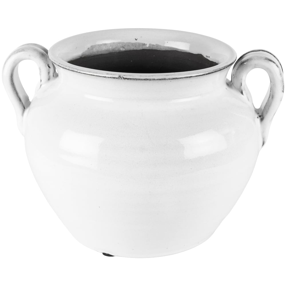 Glazed Vase With Handles White