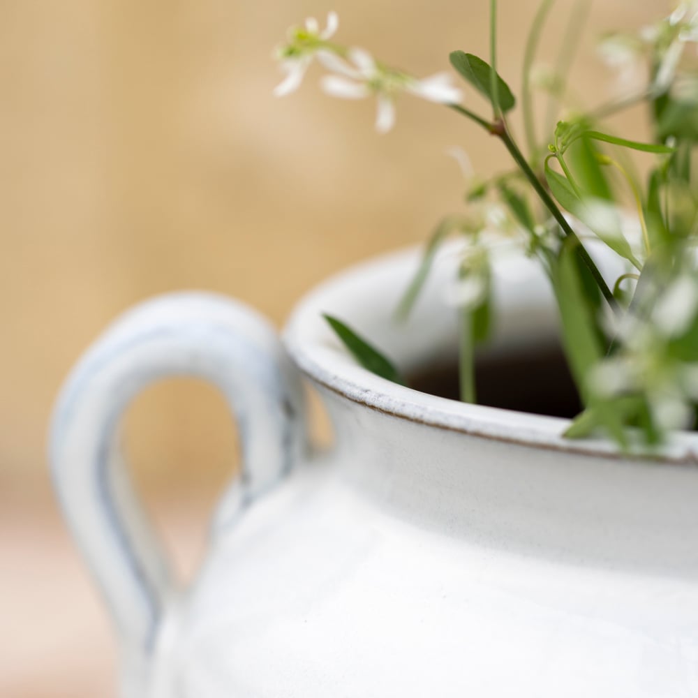 Glazed Vase With Handles White