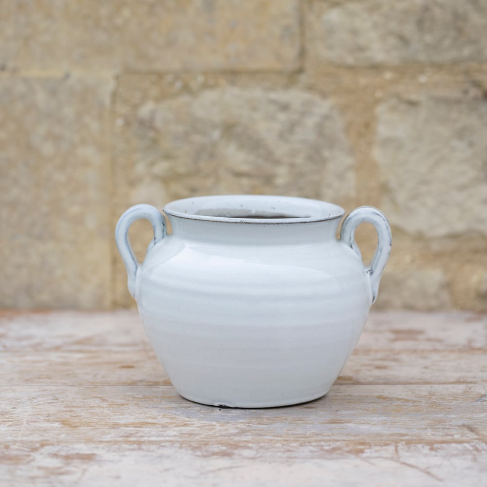Glazed Vase With Handles White