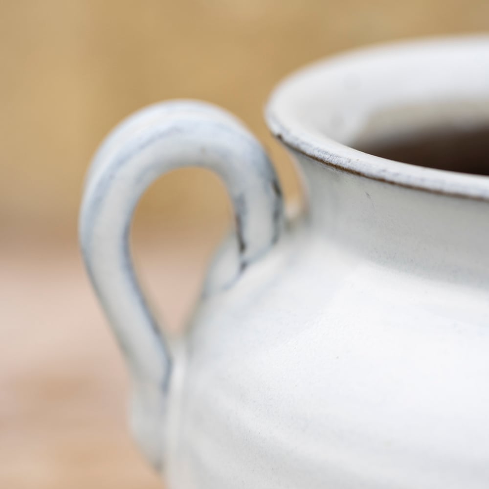 Glazed Vase With Handles White