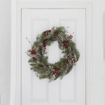 Red Berry Cone and Spruce Wreath