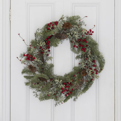 Red Berry Cone and Spruce Wreath
