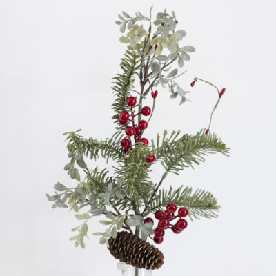 Red Berry Cone and Spruce Spray