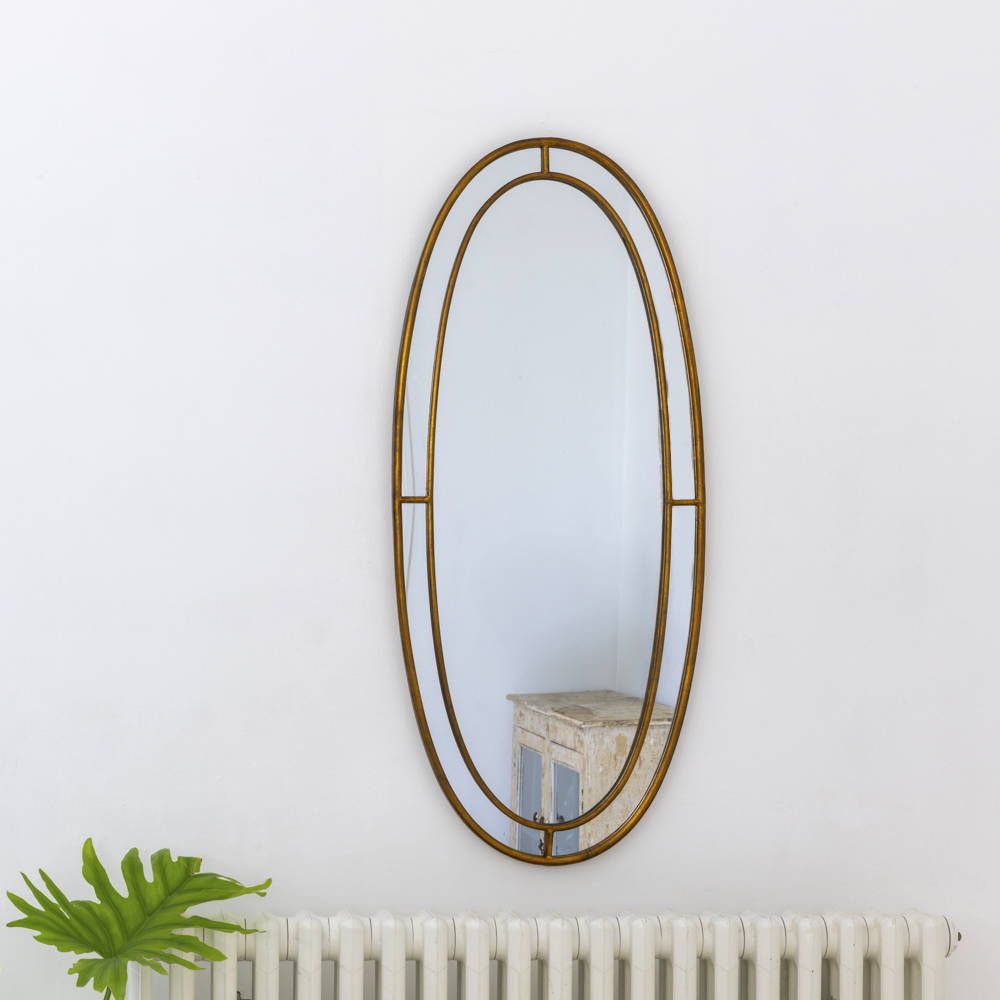 Long Oval Mirror Antique Bronze