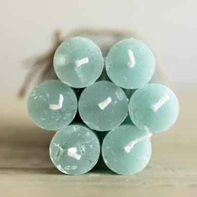 Rustic Dinner Candle Sea Green