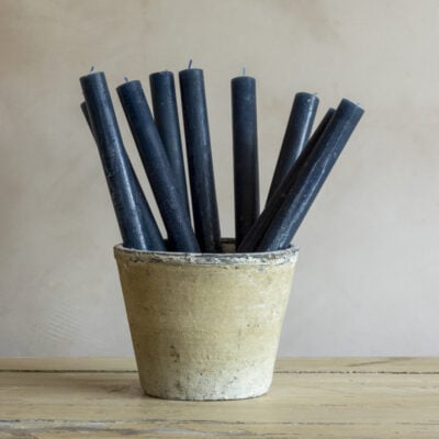 Rustic Dinner Candle Inky Blue