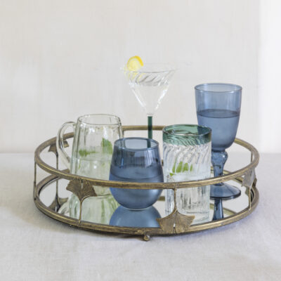 Golden Lotus Mirrored Tray