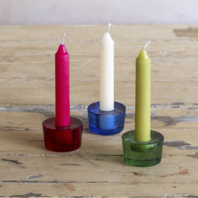 Glass Stubby Candleholder Azure Blue