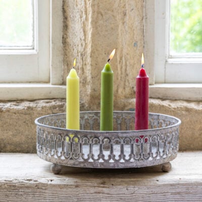 Ornate Stubby Candle Holder Round