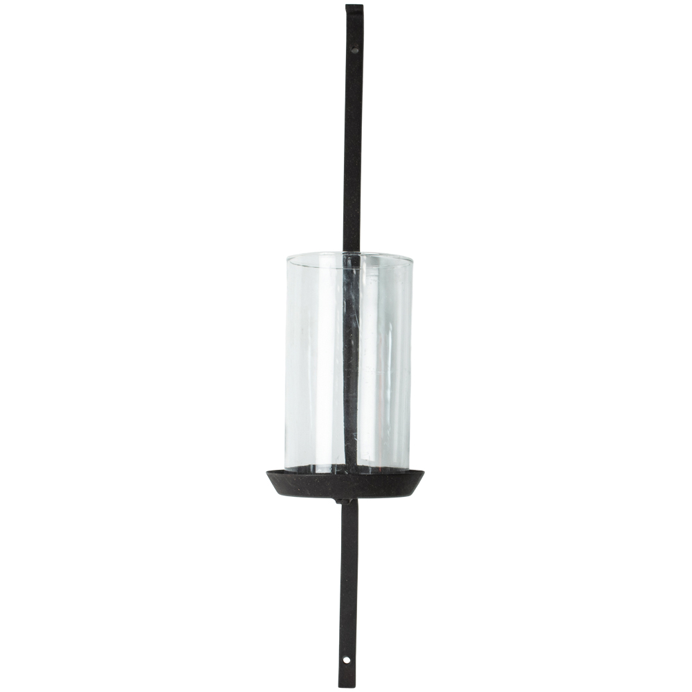 Pillar Candle Sconce With Glass Lantern