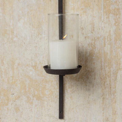 Pillar Candle Sconce With Glass Lantern