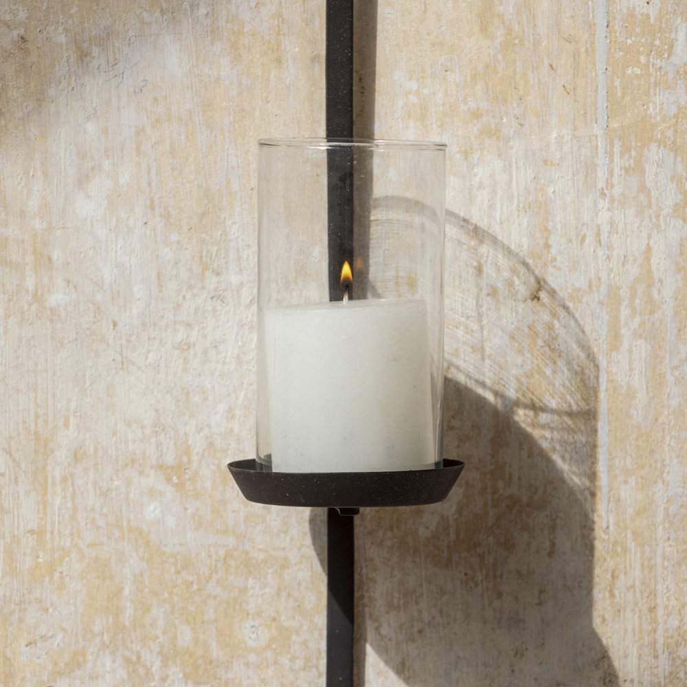 Pillar Candle Sconce With Glass Lantern