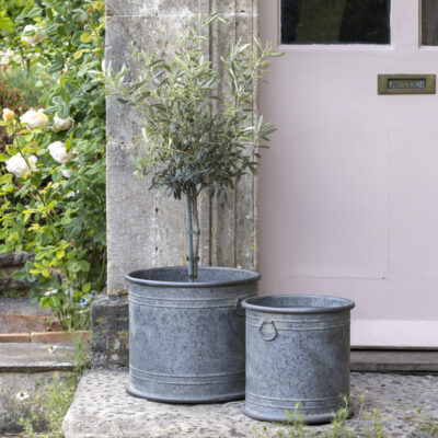 Wilton Round Zinc Planters Set of 2