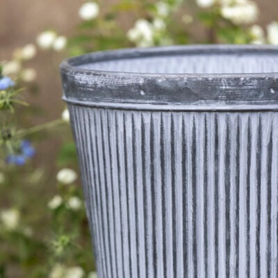 Zinc Ribbed Planters Set of 2