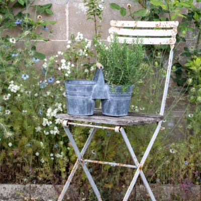 Zinc Twin Planter with Handle