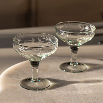 Rambling Vine Etched Champagne Coupe