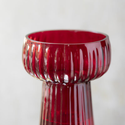 Ribbed Hyacinth Vase Red