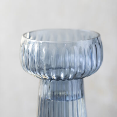 Ribbed Hyacinth Vase Smokey Blue