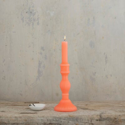 Candlestick Shaped Candle Coral Medium