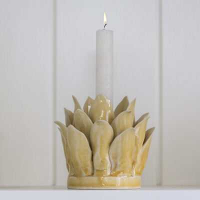 Candle Holder Petals Yellow Medium