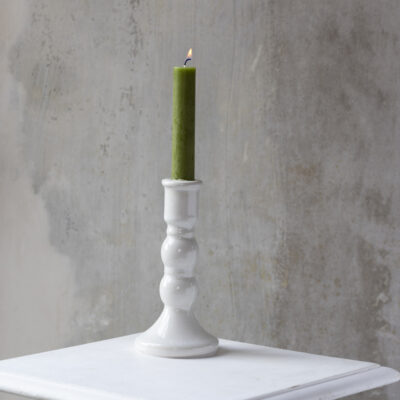 Candle Holder White Crackle Large