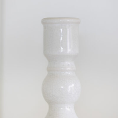 Candle Holder White Crackle Small