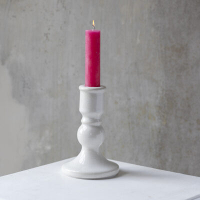Candle Holder White Crackle Small