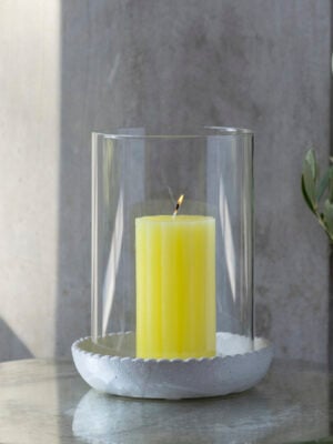 Lantern Scalloped Dish White | Rustic Scalloped Pillar Candle Lemon 70x130mm