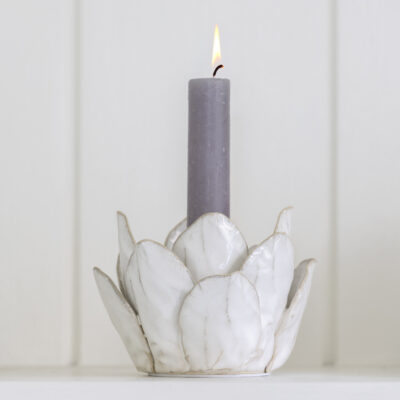 Candle Holder Petals White Small
