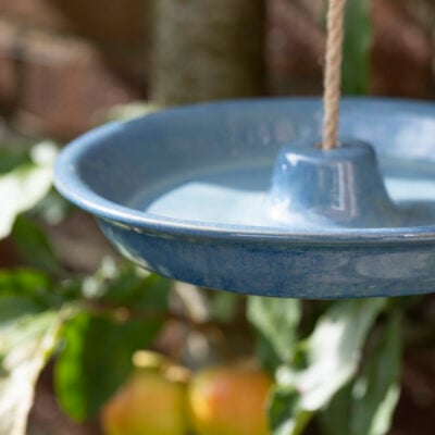 Ceramic Hanging Bird Feeder Blue