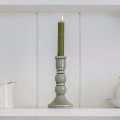 Candle Holder Romano Green Crackle Large