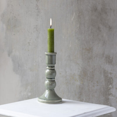 Candle Holder Romano Green Crackle Large