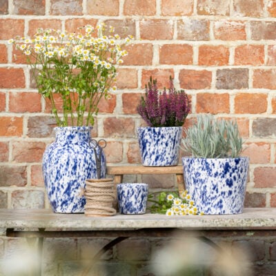 Mini Old Style Dutch Pot Blue Splatter | Old Style Dutch Pot Blue Splatter | Old Style Dutch Pot Blue Splatter Large | Blue Splatter Vase