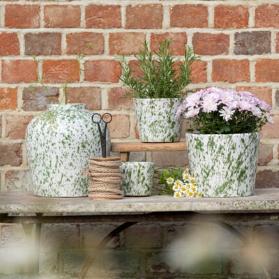 Mini Old Style Dutch Pot Green Splatter | Old Style Dutch Pot Green Splatter | Old Style Dutch Pot Green Splatter Large | Green Splatter Vase