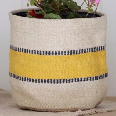 Jute Planter Lined Yellow Stripe