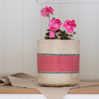 Jute Planter Lined Pink Stripe