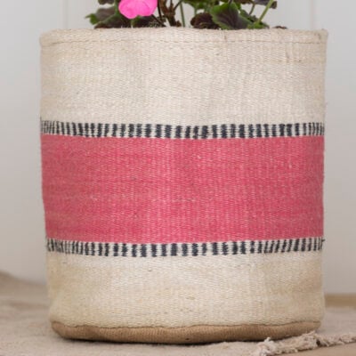 Jute Planter Lined Pink Stripe
