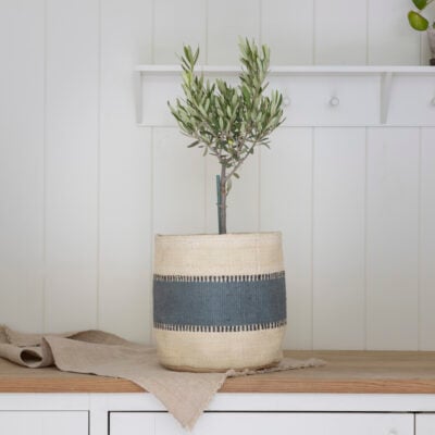Jute Planter Lined Blue Stripe