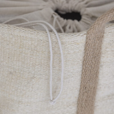 Jute Laundry Basket Yellow Stripe