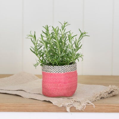 Jute Planter Lined Pink Small