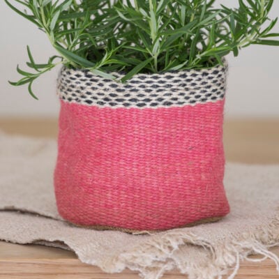Jute Planter Lined Pink Small
