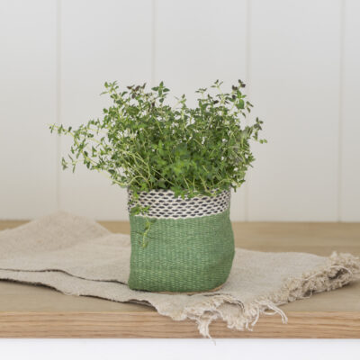 Jute Planter Lined Green Small