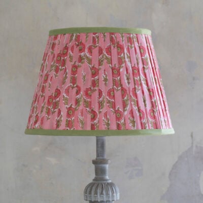Lampshade Pleated Raspberry with Green Trim 30cm