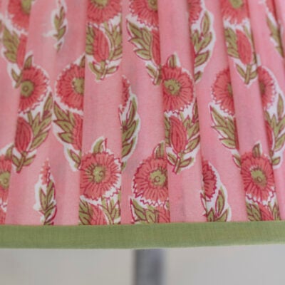 Lampshade Pleated Raspberry with Green Trim 30cm